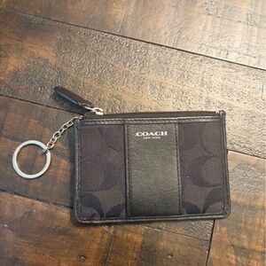 Coach Black and Gray Card Holder with Keychain